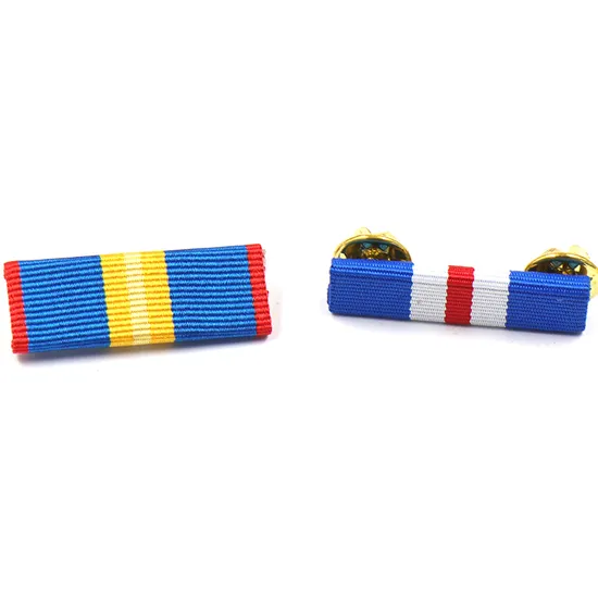 China OEM Factory Custom Made Craft Medallion and Badge Parts Manufacturer Customized Wholesale Striped Nylon Medal Service Ribbon