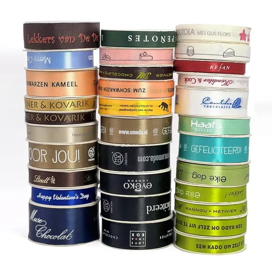 Free Sample China Supplier Woven Edge Logo Custom Personalized Printed Red Double Sided Satin Ribbon Printed Ribbon