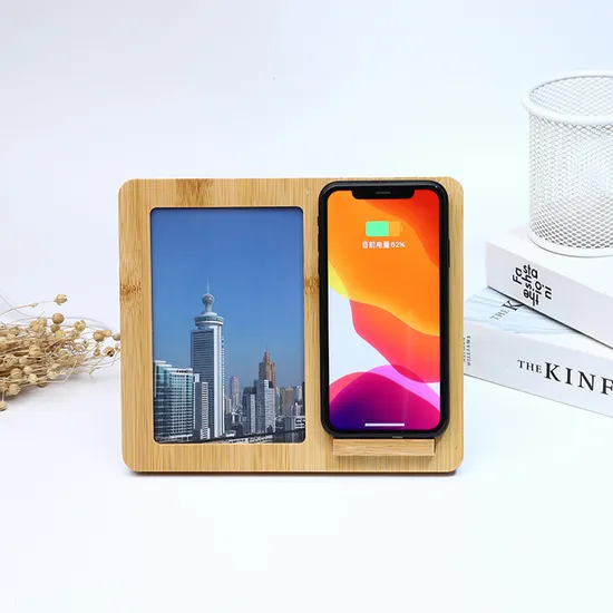 Natural Bamboo Photoframe with Phone Wireless Charger