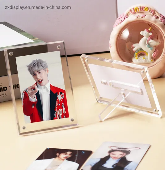 Customize Small Size Universal Acrylic Table Crystal Photo Frame with Stand