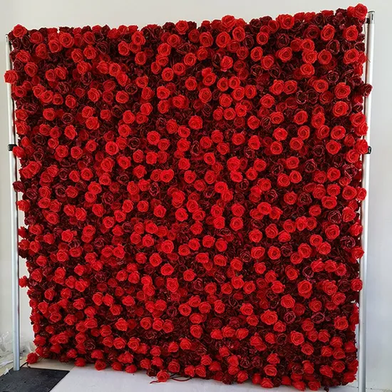 Apyrous Vivid Not Withered Home Decor 8X8 Flowers Wall Red Flowers Wedding Wall Curtain Pampas Flower Art Roll up Wall