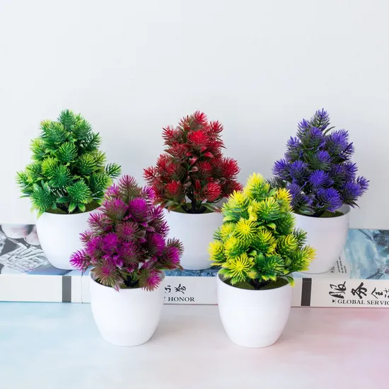 Indoor Flower Simulation Plants Plastic Potted Decorations Plant Small Bonsai