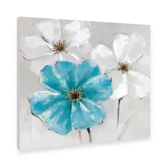 White&Blue Flowers Elegant Modern Wall Art Handmade Oil Painting