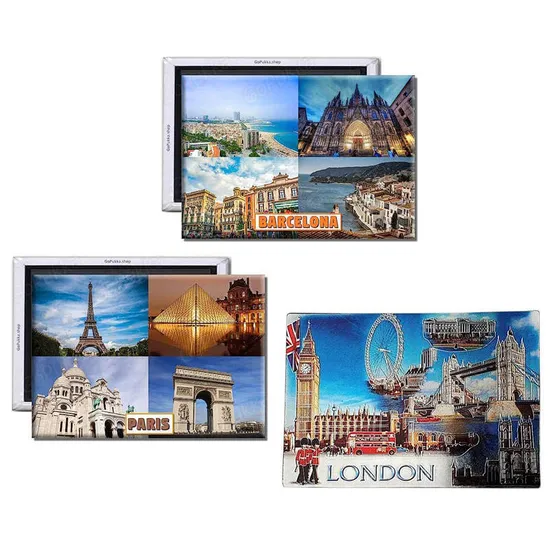 Factory Custom Hot Sale Fridge Magnets 3D Metal Home Decor Magnetic Stickers Tinplate Refrigerator Tourist Souvenir Tin Fridge Magnet