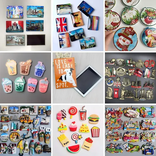 Wholesale Price Customized Souvenirs Tin Tinplate Glass Paper Foil Metal Ceramic PVC Rubber Wooden MDF Acrylic Resin Polyresin Custom 3D Fridge Magnet Factory
