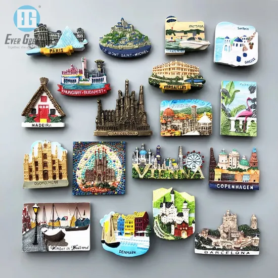 Custom Promotional 3D Resin Fridge Magnet Country City Refrigerator Magnet Tourist Souvenir