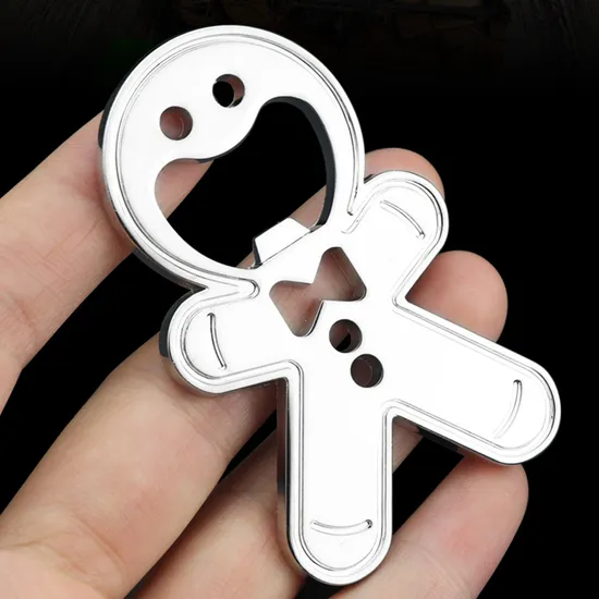 Doll Key Chain Metal Multi-Function Bottle Opener Key Chain Gingerbread Man Metal Fridge Magnet