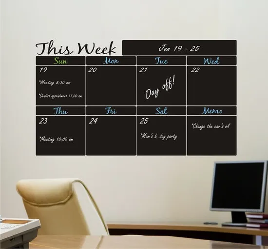 Customized Calendar Decal with PVC Chalk Marker Week Blackboard Chalk Sticker