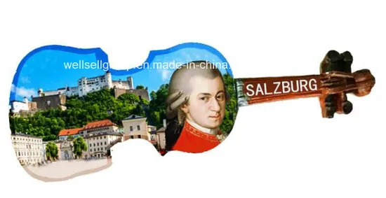 Violin Salzburg and Mozart Resin Fridge Magnet