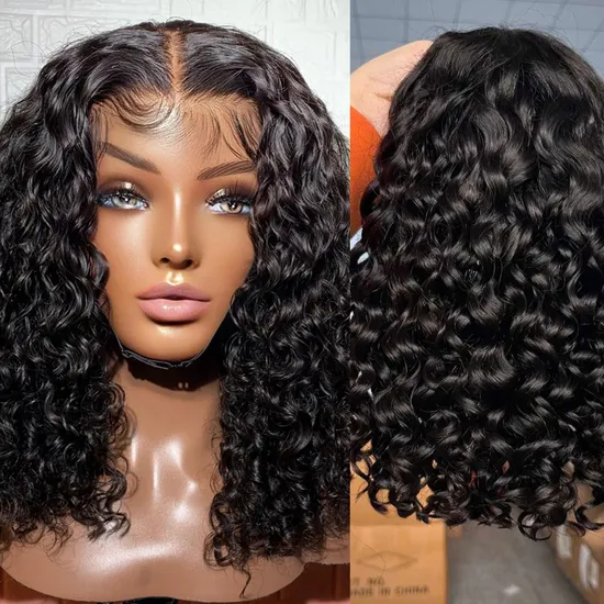Wholesale Raw Vietnamese Human Hair Wig Curly Wave Bob Human Hair Wigs 13X4 4X4 Quick Glueless Lace Water Wave Bob for Black Human