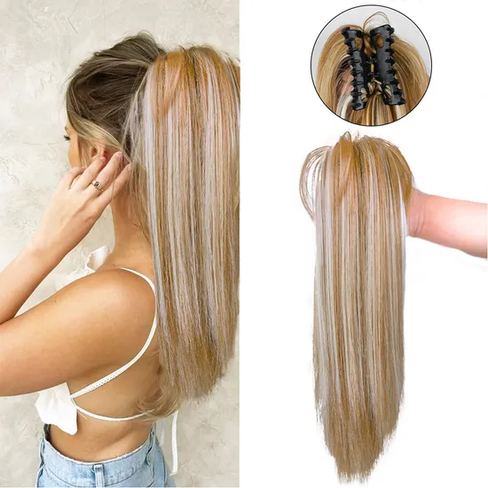 High Quality Synthetic Fibers Invisible Claw Clip Ponytail Wig for Hair Ornaments