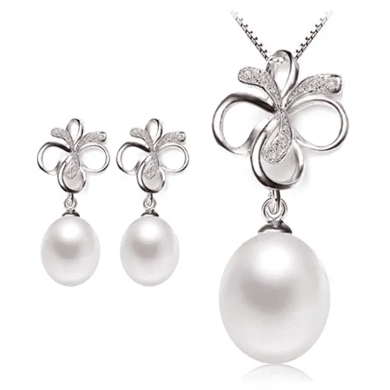 Hot Fashion 925 Silver Jewelry Set Natural Fresh Water Pearl