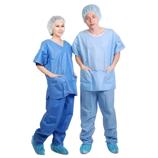 Disposable Nonwoven Hospital Patient Pajamas Suits, Scrub Suits