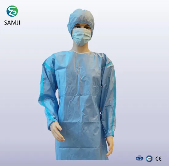 Adhesive Strip Surgical Gown Blue Disposable Sterile Surgical Gown with CE Mark
