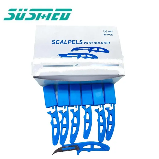 Disposable Surgical Safety Scalpel with Plastic Handle Carbon Blade