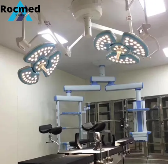 Petal Type 3+3 ICU LED Surgical Lamp Ceiling Double/Single Head Shadowless Examination Lights Blue Double Shadowless Operating Room Lamp for Operation Theatre