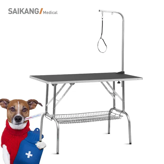 Sk-Pgt01 Stainless Steel Veterinary Equipment Adjustable Folding Pet Grooming Table with Socket