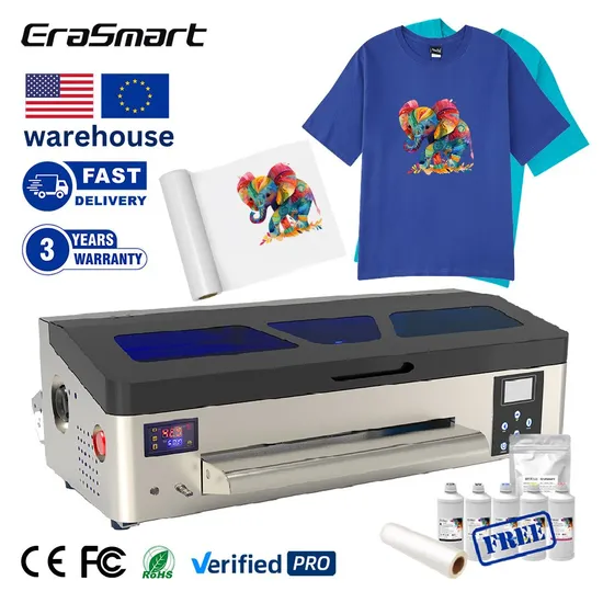 Erasmart A3 30cm 33cm Dtf with 1/ 2 XP600 Printheads for T-Shirt Garment Textile Jeans Canvas Bag