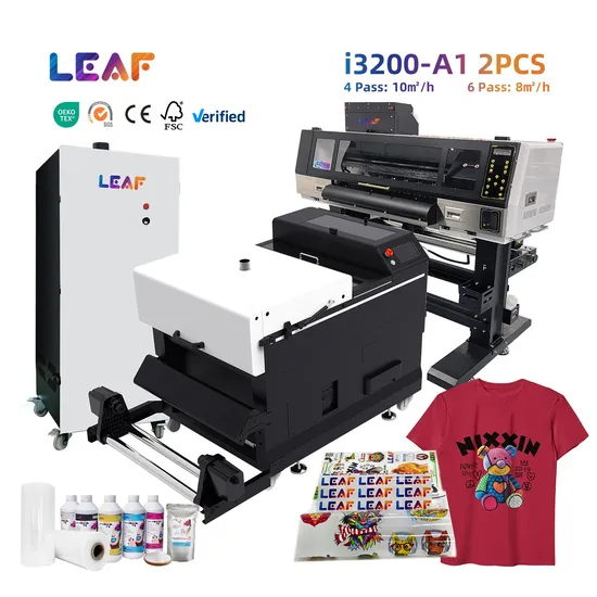 LEAF Digital 60cm T-shirt Printing Machine DTF Printer With two Epson i3200 Printhead