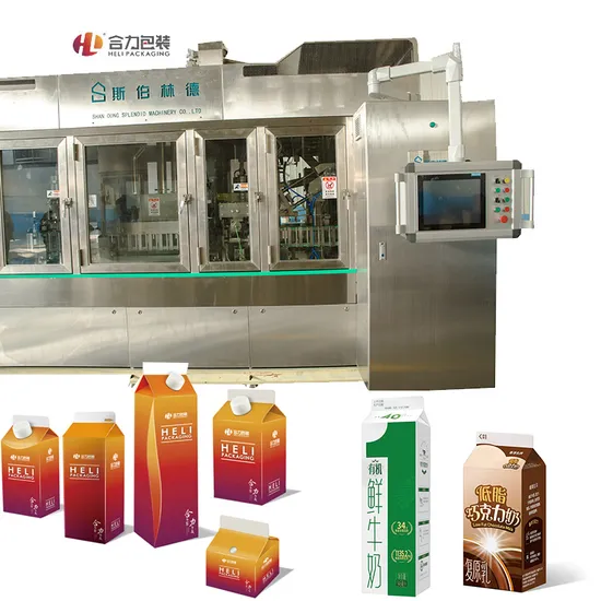 Gable Top Box Forming Filling Package Machine for Beverage Water Drinking Milk Juicewith Caps