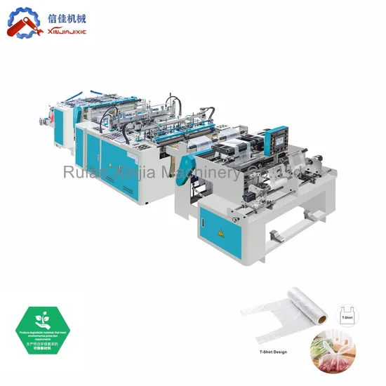 Double Lines HDPE LDPE Biodegradable Compostable Shopping Rolling T-Shirt Bag Automatic Plastic Bag Making Machine