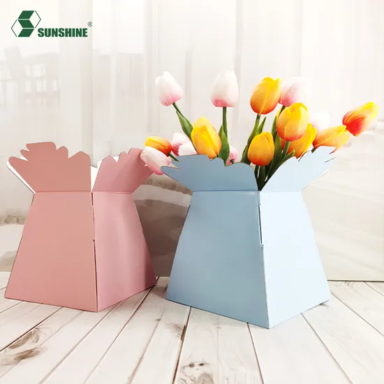 Wholesale UK Creative Large Gift Folding Floral Boxes Cardboard Florist Flower Living Vase Bouquet Transport Paper Box
