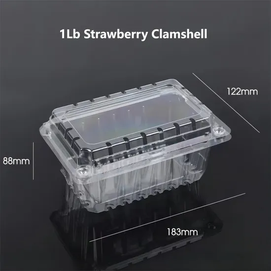 Custom Breathable and Ventilated 1lb Transparent Pet Blister Plastic Strawberry Clamshell