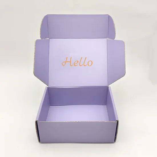 Custom Logo Packing Package Corrugated Packaging Shipping Cosmetic/Skin Care/Clothes/ Gift /Underwear Purple Mailer Paper Box