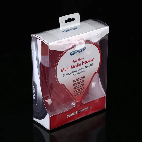 Custom Earphone Clear Printing Plastic Packing Box with Hanging Hole