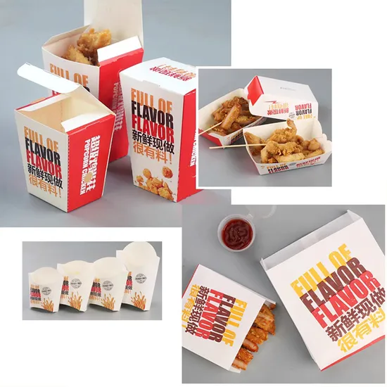 White Cardboard Paper Burger Box Fried Chicken Hamburger Fast Food Packaging Box