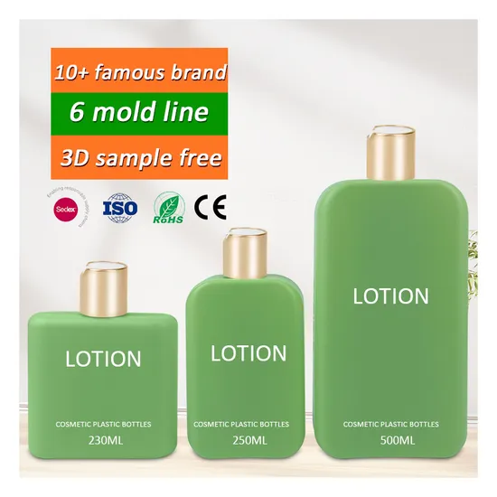 230m 250ml 500ml HDPE Plastic Round Shape with Gold Silver Press Lid for Shampoo Lotion Bottle