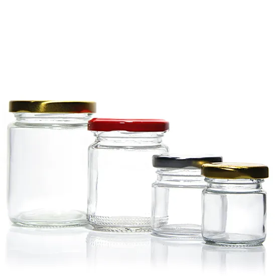 250ml 350ml 500ml Clear Food Storage Glass Jar with Metal Tin Cap