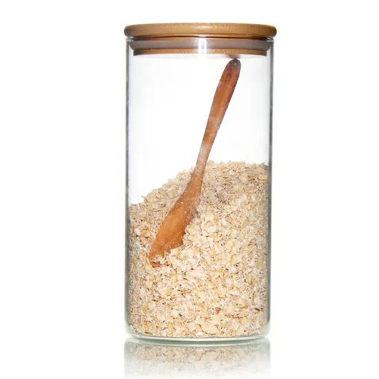 Popular 450ml Round Coffee Glass Jars with Bamboo Lid Set