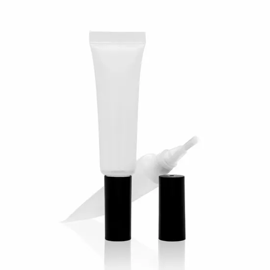 Custom Empty PE Cosmetic Squeeze Tube with Brush Tip 18g Plastic Makeup Packaging Tube with Soft Nylon Brush Applicator for Nail Polish