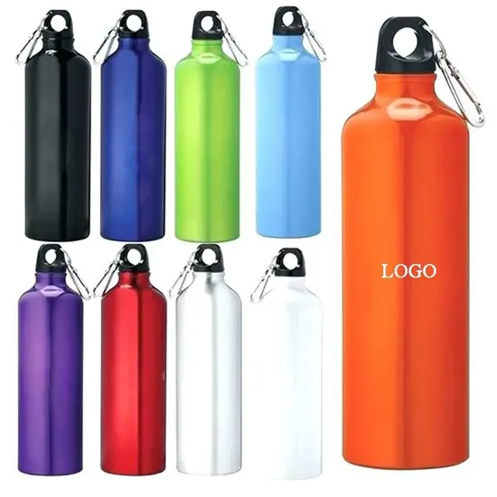 Promotional Custom Colorful Reusable 20 Oz Metal Aluminum Sports Drink Water Bottle 500ml 750ml with Carabiner Cover