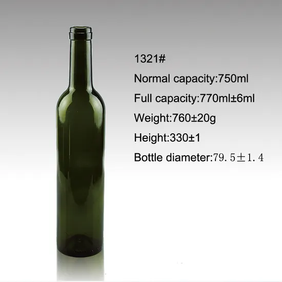 750ml Food Grade Recycle Dark Green Glass Bottle