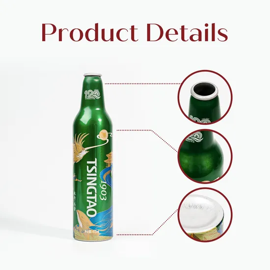 Empty Recycled Aluminum Beer Bottle Aluminum Beverage Screw Bottle