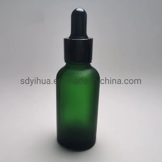 Dark Green Frosted Essential Oil Bottle Wholesale