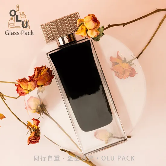 Oblong Flat Thickened Bottom Inside Black Coated 100 Ml Perfume Cologne Glass Spray Bottles
