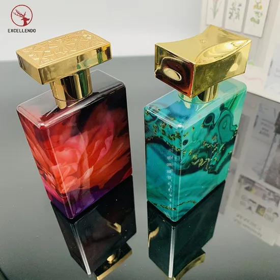 Special Design Rectangle 100ml Packaging Bottles with Colorful Pattern Print