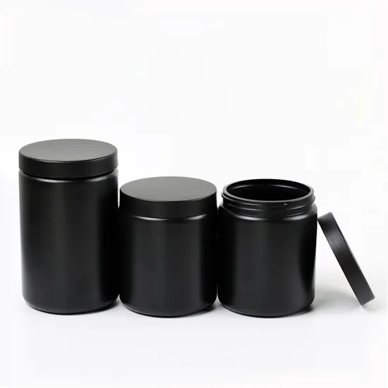 Black 500ml 600ml 900ml 1000ml HDPE Jars Food Grade HDPE Powder Bottle