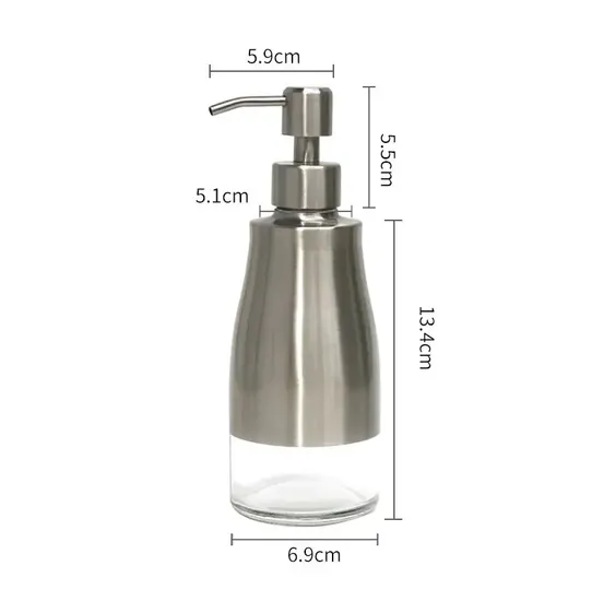 Brushed Nickel Liquid Soap Dispenser for Bathroom Kitchen Stainless Steel Soap Dispenser with Visible Bottom
