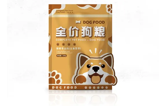 Custom Printed Moisture-Proof High-Quality Dog Cat Grain Food Flat Bottom Stand up Pouch with Resealable Zipper and Tear Notch
