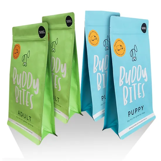 Side Gusset Bag Stand Pouch Resealable Pet Food Packaging Flat Bottom Cat Dog 20kg 40 Lb Dog Pet Food Plastic Bag