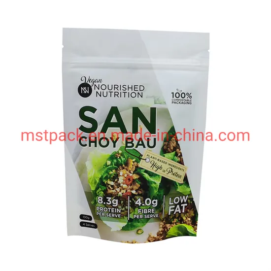 Eco Friendly Glossy Finish Compostable Heat Seal Snack Dried Fruits Packaging Bags