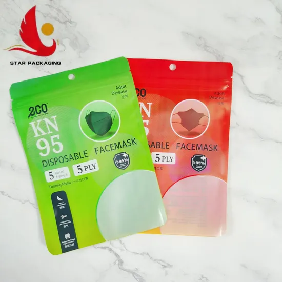 Customized Printing Plastic Disposable Medical Mask Packaging Bags