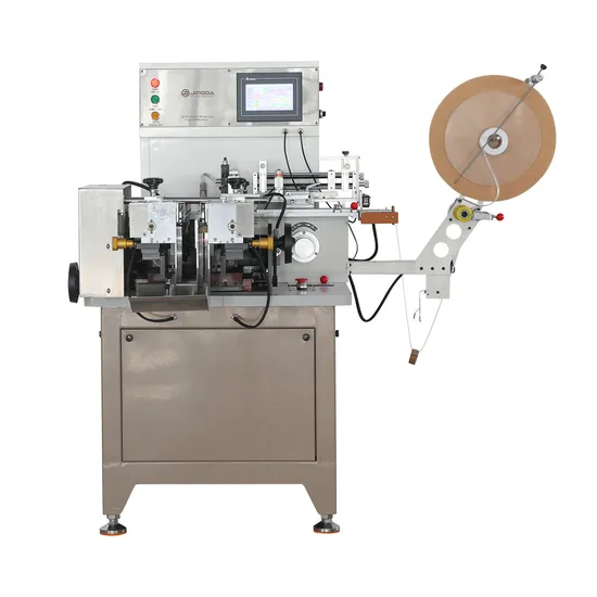 China Woven Label Cut and Fold Machine / Garment Fabric Wash Care Label Cutting and Folding Machine for Polyester Satin Ribbon Cotton Tape Nylon Taffeta Jz-2817