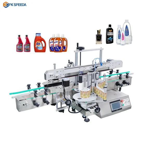 Desktop Sides Flat Surface Bottle Sticker 150 Flat Bottle Auto Flat Labeling Machine Double Head Applicator