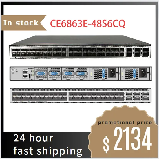 Ethernet Access Switch CE6863e-48s6cq 48*25ge 6*100ge Qsfp28 Uplink Ports Network Switches Work with Cloudengine 16800 12800