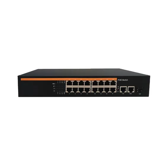 16* 100Mbps Poe Ports, 2* Uplink 1000Mbps Port, 1* 1.25g SFP Optical Ports; Industrial-Grade DIN-Rail Optical Access Ethernet Network Switch